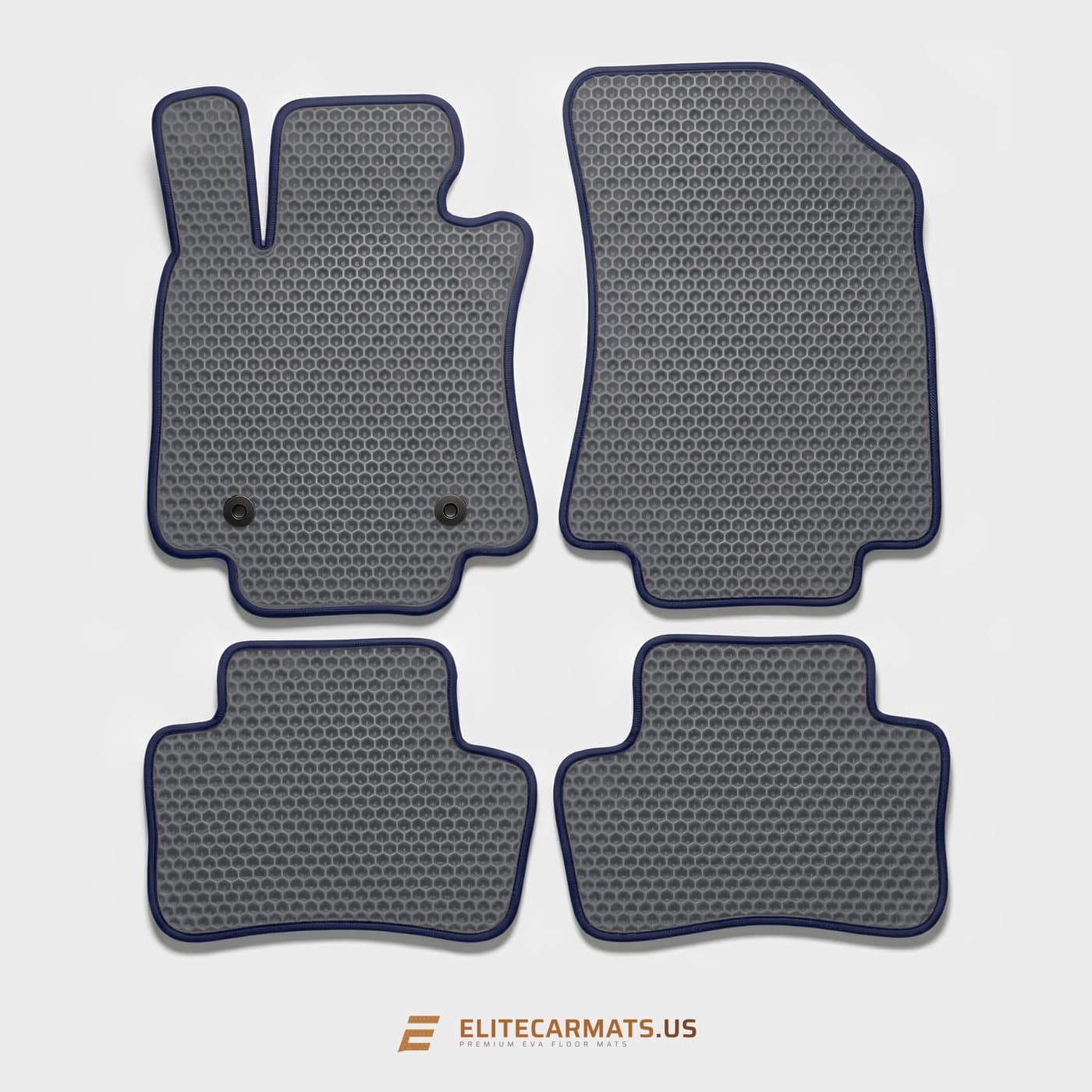 EVA mat set, gray with navy blue edge binding